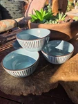 Set Of 4 Over And Back Turquoise Blue Origins Stoneware Cereal Bowls Euc. Fixed Price $19.00.