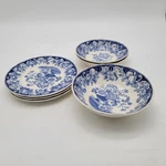Set Of 6 Blue & White Pomeroy Plates Bowls Davenport Engravings 1793 Floral Desi. Fixed Price $69.99.