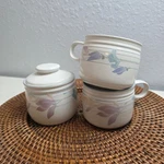 Vintage 90S Studio Nova 'tender Bloom' Y2325 Stoneware Set Mugs & Sugar Bowl. Fixed Price $18.67.