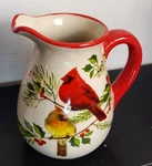 Vintage 7" Burton & Ceramic Christmas Ice Tea, Water Pitcher, Vase 185686. Fixed Price $23.00.