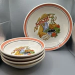 Himark Tre Ci Set Of 4 Pasta Bowls + Serving - Made Italy, Red/green. Fixed Price $52.49.