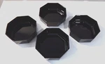 4 Arcoroc France Black Glass Octagonal Stacking 6" Cereal Bowls. Fixed Price $20.00.