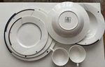 7 Piece Dining Set With Cups, Plates, Bowls - From Christopher Stuarts Optima. Fixed Price $100.00.
