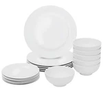 Set 18 Dinnerware Piece Plates Bowls White Porcelain Kitchen Service For 6. Fixed Price $39.58.