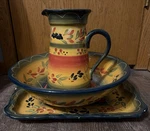 Tabletops Gallery Province Platter Bowl Pitcher Ceramic Set Hand Painted. Fixed Price $80.00.