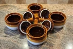 New! Set Of 4 French Onion Soup Crocks Bowls, Brown With Covers. Fixed Price $25.00.
