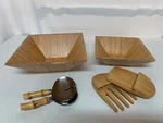 Pampered Chef 2 Bamboo Wood Salad Bowls/serving Spoons And Claws. Fixed Price $26.21.