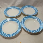 Maxwell & Williams Cashmere Allegro Blue Striped Rimmed Soup Salad Bowls Set 4. Fixed Price $46.99.