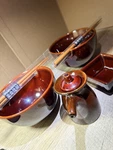 Crate & Barrel Brown Ceramic Rice Bowl Set, Glossy Finish.. Fixed Price $42.00.