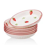 Porcelain Bowls Set Strawberry 8 Inch Pasta Of 6 Salad 17 Oz. Fixed Price $47.90.