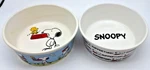 Set Of Two Peanuts Snoopy Woodstock Dog Cat Ceramic Pet Food Water Bowls Gibson. Fixed Price $35.00.