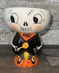 Johanna Parker Transpac Halloween Skeleton Candy Bowl 7" Tall. Fixed Price $62.99.