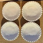 (4) Maioliche Jessica MLJ23 White Dinner Plate Italy 11 In. Fluted Scrolls Dots. Fixed Price $59.99.