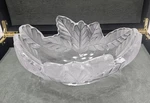 Lalique Oak Leaf Bowl,frosted Crystal Glass,oval French Art Deco Collector Dish. Fixed Price $225.00.