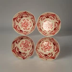 4PK New Melamine Red Accent Medallion Bowls Set Holiday Abstract Azteca. Fixed Price $17.90.