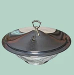 Kromex Covered Deep Dish Casserole Mid Century Modern Large Silver Chrome Vtg. Fixed Price $29.99.