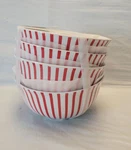 4 Pk Ceramic Soup Bowls Set White Red Lines Striped 18OZ Hobby Lobby Holiday. Fixed Price $19.99.