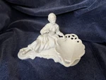 Small Porcelain Woman Figure Soap Dish Marked Crown Over Crossed Swords. Fixed Price $45.00.