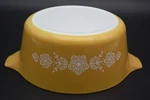 Vintage Pyrex Butterfly Gold Cinderella Casserole Dish 475B 2.5 Qt Mixing Bowl. Fixed Price $25.00.