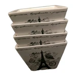 Ciroa Paris France Eifle Tower Square Dessert Bowls. Set Of 4. White And Black. Fixed Price $27.87.