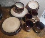 Vintage Sango Nova Brown Dinnerware Set Assorted Lot 18 Pieces! Plates,bowls,mug. Fixed Price $98.00.