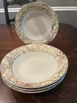 4- Americana Roadside Cereal Soup Bowls Map 7-1/4" Omnibus Habitat. Fixed Price $33.00.