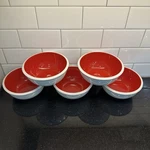Rachael Ray Rise Red & White Soup Cereal Coupe Bowls Set Of 5 L008 Euc Rachel. Fixed Price $37.97.