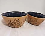 Lot Of 2 Mossy Oak Wilderness Animals Mountain Trees Print 6" Stoneware Bowls. Fixed Price $9.99.