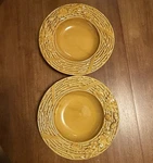 Vtg 2 Bordallo Pinheiro Oak Leaf Autumn Gold Soup Bowl Acorns Majolica Portugal. Fixed Price $39.95.