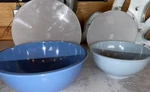 Set Of 2 Retired Martha Stewart Turquoise Blue Melamine Mixing Bowls W/lids. Fixed Price $19.99.