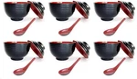 Pack Black/red Melamie Miso Soup Vegetable Bowl With Lid 11OZ S-3422X6. Fixed Price $55.49.