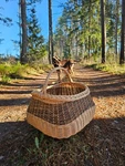 Large Wicker Basket Two-tone Weave Handwoven Willow Rustic Storage Organizer. Fixed Price $134.68.