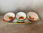 Pioneer Woman Garland Ceramic Condiment 3 Bowls 1 Tray Holiday Dish Christmas. Fixed Price $22.00.
