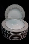 Lenox Pleated Colors Grey Border Platinum Trim 10 Soup Pasta Bowls 9 1/8". Fixed Price $120.00.