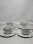Konitz Coffee Bar Cups And Saucers, 7-OUNCE, White, Set 4. Fixed Price $35.00.