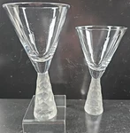 2) Artland Presscott Clear Wine Glasses Set Elegant Hex Frosted Stemware Bar Lot. Fixed Price $69.67.