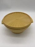 Vintage Tupperware Harvest Gold 880-5 Large Serving Salad Bowl With Lid 10". Fixed Price $20.00.
