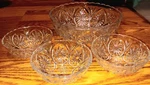 Vtg Anchor Hocking Cameo & Star Crystal Serving 8 W/ 3 4.5" Small Bowls. Fixed Price $45.99.