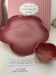Le Creuset Rose Quartz Large Flower Plate And Mini Bowl Japan. Fixed Price $101.94.