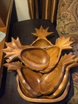 Set Of Large Salad And 8 Individual Bowls Made From Monkey Pod Wood (acacia). Fixed Price $20.00.