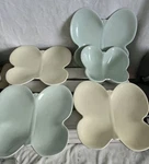 Omniware Butterfly Plate Set And 1 Serving Bowl 2 Cream 3 Light Blue Euc. Fixed Price $84.99.