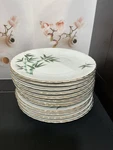 4) Aichi AIC25 China Salad Bowls White Bamboo Gold Trim 7.5" Dia Japan G0200. Fixed Price $120.00.