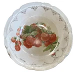 Vintage Porcelain Serving Bowl Scalloped Edge Strawberry Strawberries On White. Fixed Price $18.19.