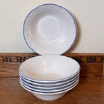 Vina Fera Durosafe Dinnerware Mexico Set Of 6 Cereal Bowls White Blue Rim 5.5. Fixed Price $29.77.