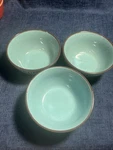 Over And Back Turquoise Blue Origins Stoneware Cereal Bowls Euc Set Of 3. Fixed Price $15.00.