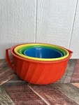 Set Of 4 Vintage 1960'S Shamrock Neatway Swirl Mixing Bowl Multicolor Nesting Us. Fixed Price $124.99.