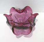 Mcm Art Glass Bowl Translucent Amethyst & Amber Polished Bottom Ruffled. Fixed Price $27.99.