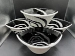 Vtg Tabletop Unlimited Urban Graffiti Spiral Cereal Bowls 8 Blk/white 4 Pc Set. Fixed Price $40.00.