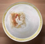 Rare Pier Gallo Rooster Large Serving Bowl Earthenware Hand Painted Italy 14. Fixed Price $44.88.
