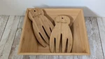 Grove Cook Wood Square Salad Serving Bowl W/ Hands 10" X 3 1/2". Fixed Price $28.00.